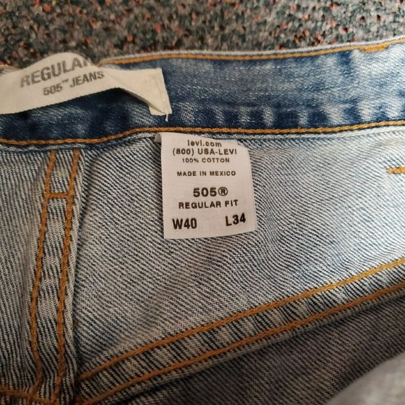 Levis 505  Mens Jeans Regular Fit Straight Leg 40x34 New with Tags‎ Light Wash - Picture 6 of 10